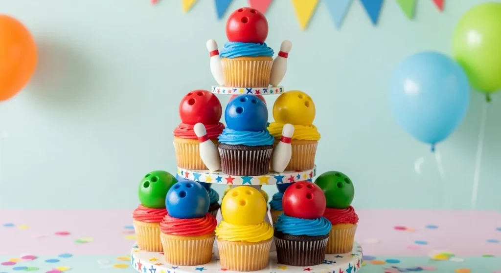 Cupcake Bowling Tower 2