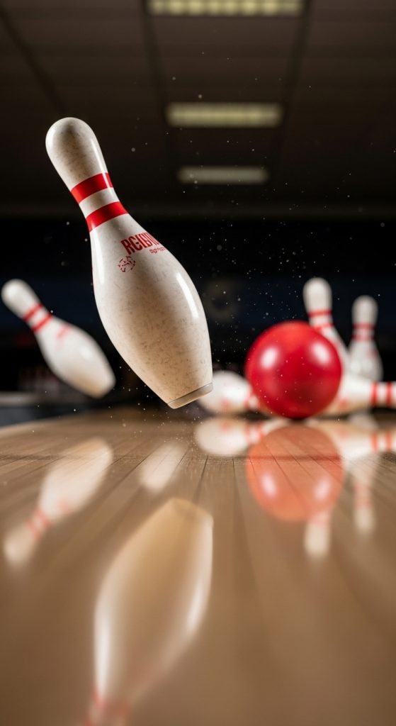 8. Close-Up of a Pin Mid-Fall