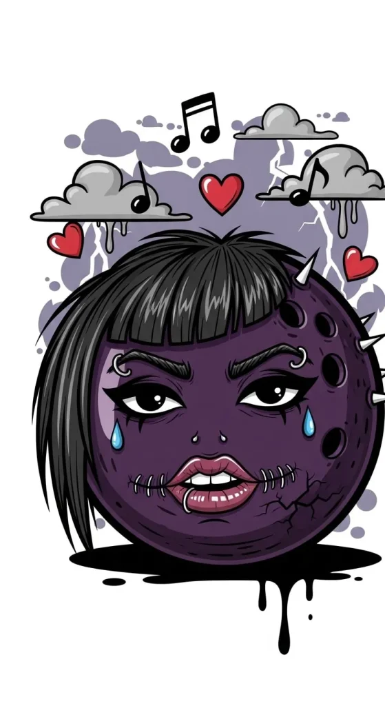 emo gothic bowling ball cartoon