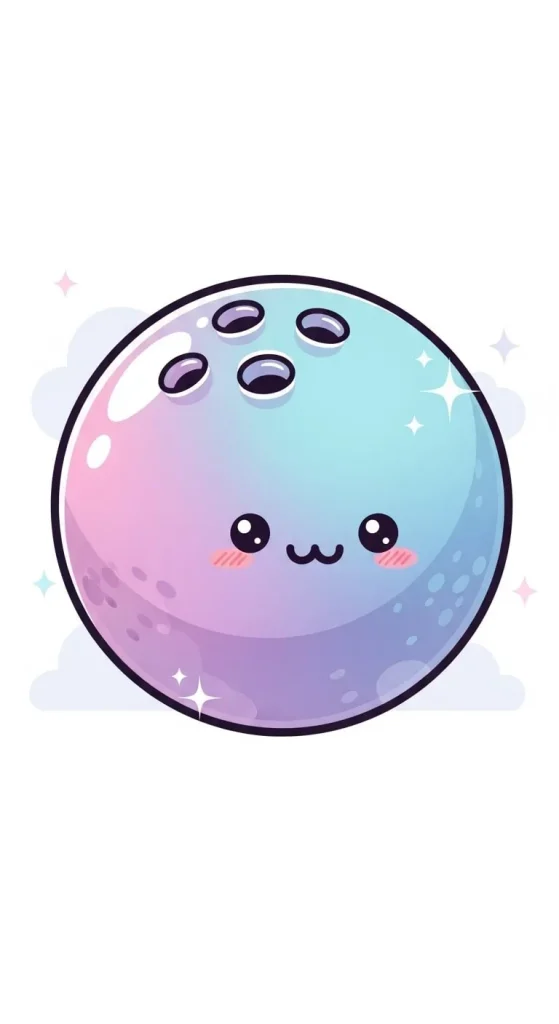 minimalist kawaii bowling ball cartoon