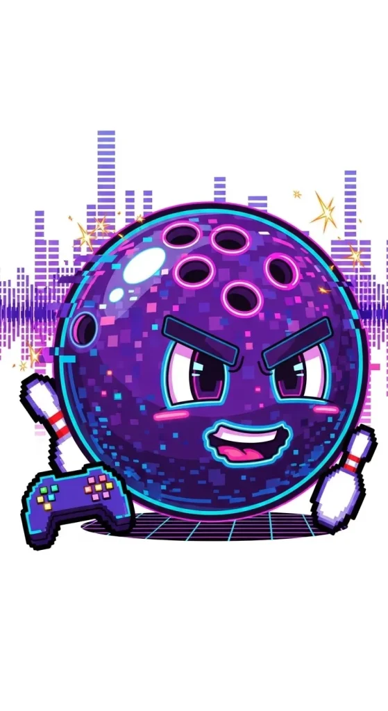 retro arcade bowling ball cartoon