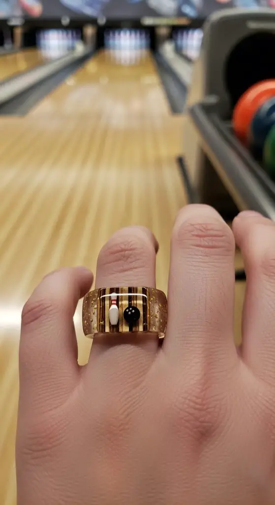 16. Simple Resin Ring with Bowling Lane Sparkle Embedded Inside