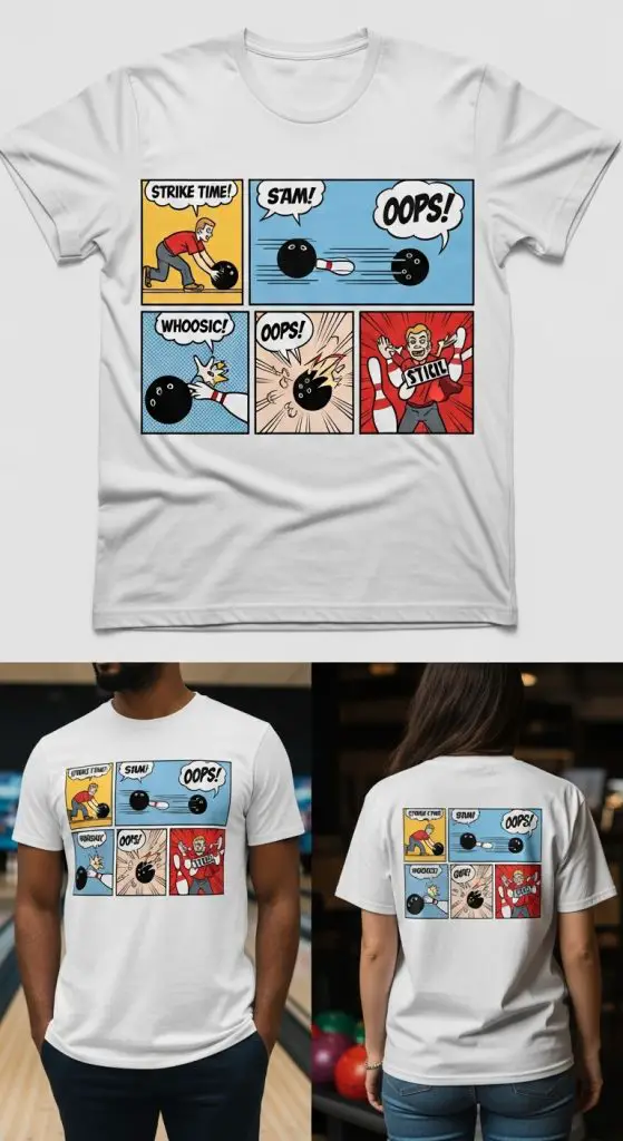 17. Comic Strip Style Shirts with Bowling Scenes
