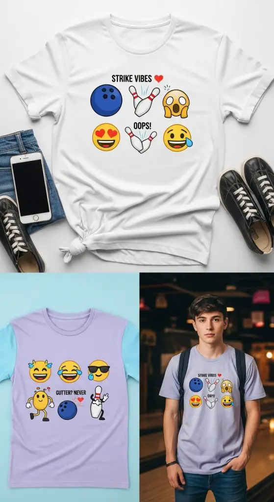 22. Bowling Emoji Shirt for a Modern, Playful Look