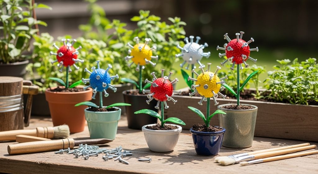 Golf Ball Flowers With Screws