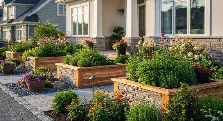 Raised Garden Beds In Front Of House