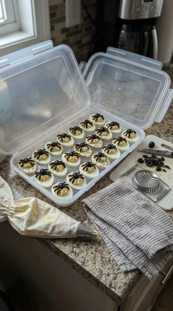 7. Spiderweb Deviled Eggs