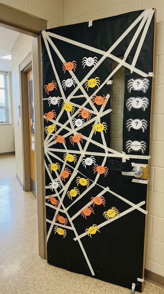 8. Creepy-Crawly Spiderweb Math Door