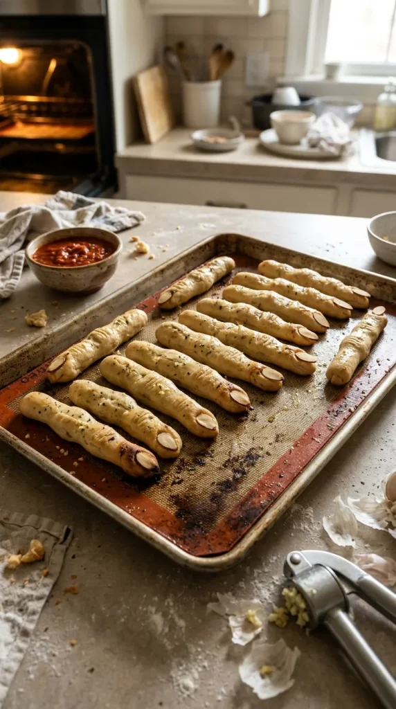 11. Witch Finger Garlic Breadsticks